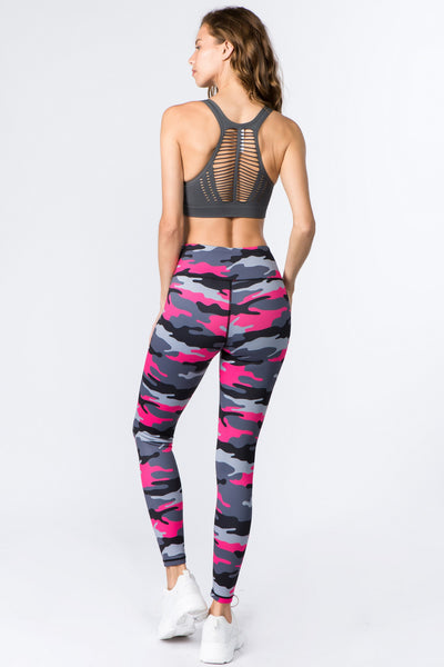 High Rise Pink Camouflage Leggings