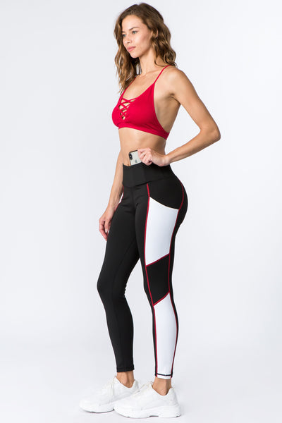 High Rise Colorblock Leggings with Tech Pockets