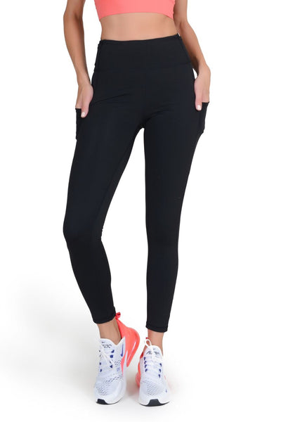 High Waisted Tech Pocket Leggings - Black